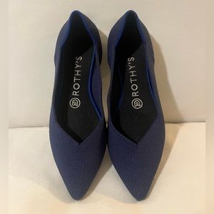 ROTHY’S The Point Maritime Navy Ballet Flat Shoes Size W 7